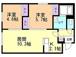 ITK栄通 2LDKの間取図画像