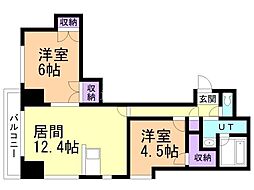 プレジデント豊平 2LDKの間取図画像