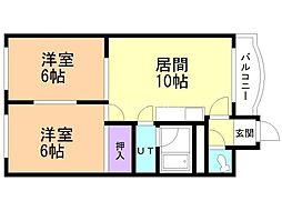 ハイムプロティア 2LDKの間取図画像