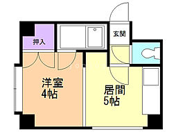 恵比寿第1ハイツ 1DKの間取図画像