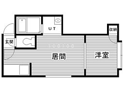 ブロードハイツ1 1DKの間取図画像