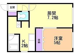 パトラス白石 1LDKの間取図画像