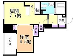 REGALO菊水二条 1LDKの間取図画像