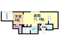 ラ・シュエット南郷通9丁目 1LDKの間取図画像