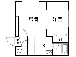グランデ弐番館 1LDKの間取図画像