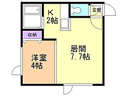 フェリシテ 1LDKの間取図画像