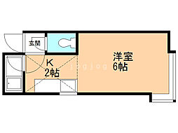 フローラコートA 1Kの間取図画像