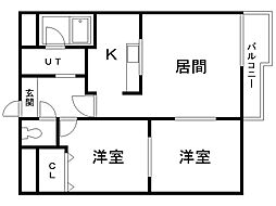 アクアトピア豊平 2LDKの間取図画像