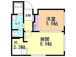 グランメールアイン 1LDKの間取図画像