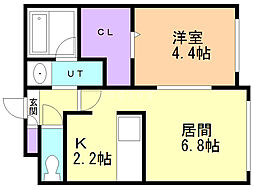 フロレスタ43° 1LDKの間取図画像