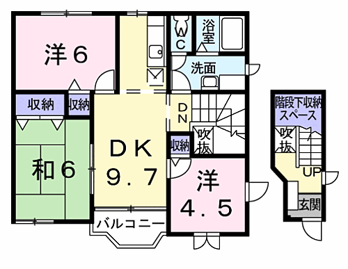 ｊｏｌｉ　ｃｏｕｒ　Ｂ 203｜和歌山県和歌山市松島(賃貸アパート3LDK・2階・65.98㎡)の写真 その2