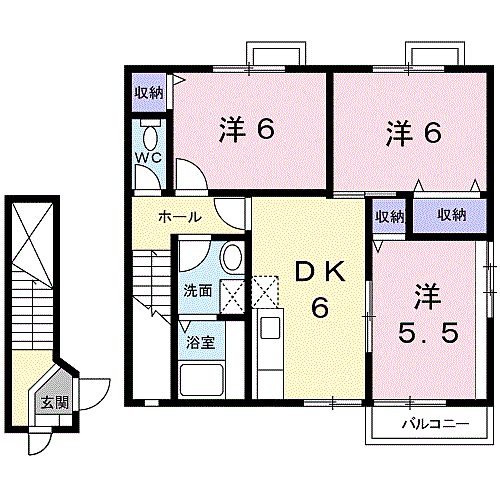 ジョイリバー 205｜和歌山県和歌山市布引(賃貸アパート3DK・2階・63.55㎡)の写真 その2