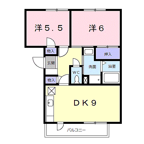 アンゲネーメ名高 305｜和歌山県海南市名高(賃貸マンション2DK・3階・51.86㎡)の写真 その2