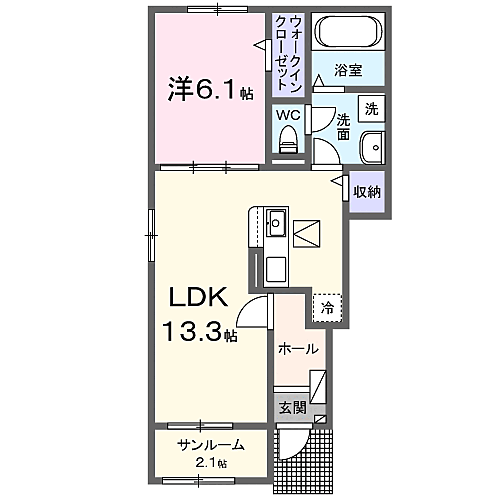 サーレ・プラス 101｜和歌山県御坊市湯川町財部(賃貸アパート1LDK・1階・50.01㎡)の写真 その2