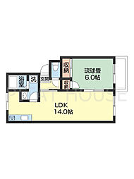コープU2 2階1LDKの間取り