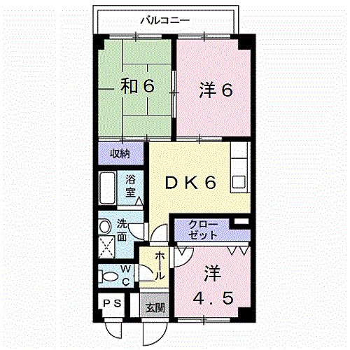 ハーベスト壱番館 205｜和歌山県和歌山市太田１丁目(賃貸マンション3DK・2階・56.16㎡)の写真 その2