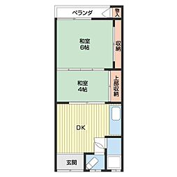 かすみ荘 1階2DKの間取り