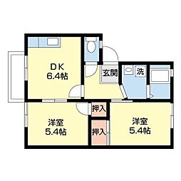 レジデンス保田 2階2DKの間取り