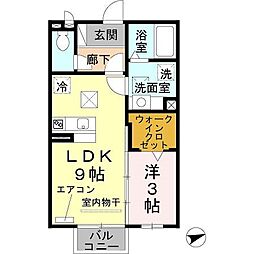 グラミール中之島 1階1LDKの間取り