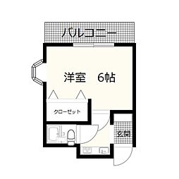 プレゼンス浜の宮 3階1Kの間取り