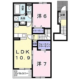 サウス・スピカ 2階2LDKの間取り