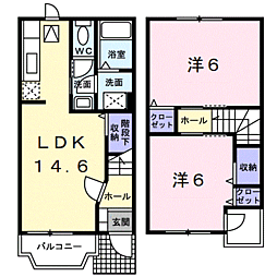パミドーリII 1階2LDKの間取り