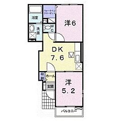 アヴニール　I 1階2DKの間取り