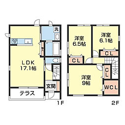 アンソレーユ平井 1階3LDKの間取り