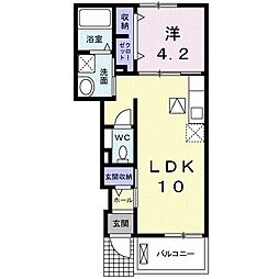 レジデンス・リオＢ 1階1LDKの間取り