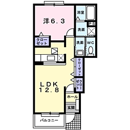 ベル・グランツI 1階1LDKの間取り