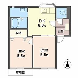 フォーブル石野 2DKの間取図画像