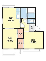 フォーブル木ノ本 2DKの間取図画像