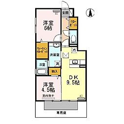 グランフィールド重根2 2DKの間取図画像