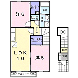 ディアコート 2LDKの間取図画像