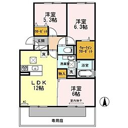 メゾンドヒル 3LDKの間取図画像
