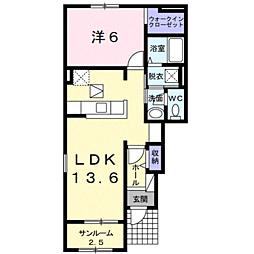 ラパン2 1LDKの間取図画像