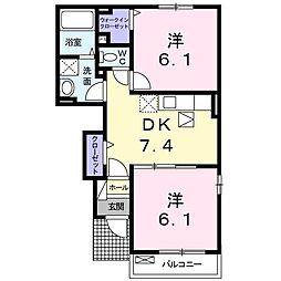 フレスコリーリオ1 2DKの間取図画像