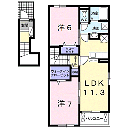 アヴェニールNISHIKI2 2LDKの間取図画像