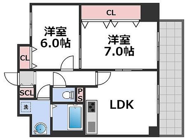 グランデュール林寺 ｜大阪府大阪市生野区林寺1丁目(賃貸マンション2LDK・6階・55.86㎡)の写真 その2