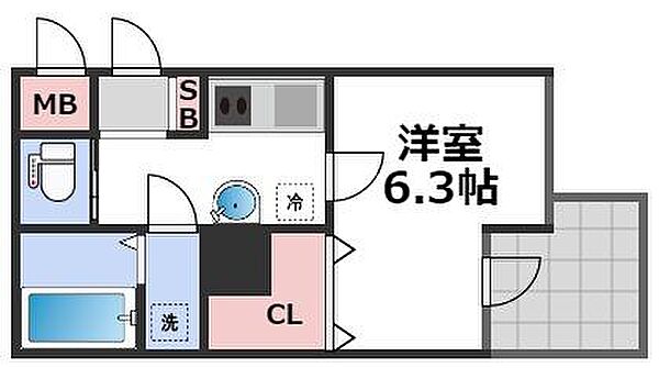 メゾン夕陽ヶ丘 ｜大阪府大阪市天王寺区上本町8丁目(賃貸マンション1K・6階・22.88㎡)の写真 その2