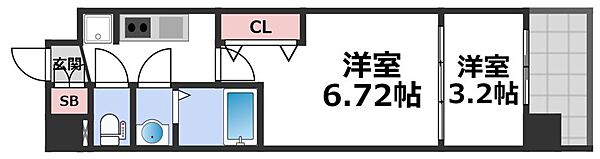 スプランディッド荒本駅前DUE ｜大阪府東大阪市横枕西(賃貸マンション2K・3階・27.61㎡)の写真 その2