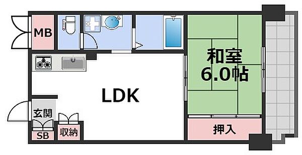 幸田マンション ｜大阪府大阪市天王寺区玉造元町(賃貸マンション1LDK・5階・37.26㎡)の写真 その2