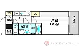 S-RESIDENCE新大阪Garden 11階1Kの間取り