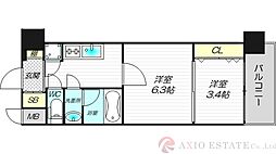 スプランディッドVIII 2階2Kの間取り