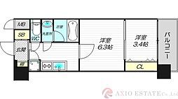 スプランディッドVIII 7階2Kの間取り