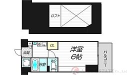エステムコート新大阪IIIステーションプラザ 6階1Kの間取り