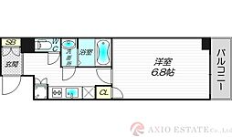 レジュールアッシュPREMIUM TWIN-II 13階1Kの間取り