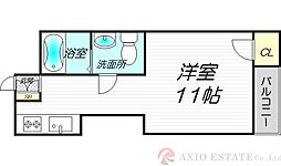 エバーグリーン新大阪 4階ワンルームの間取り