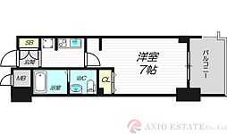 エステムコート新大阪Xザ・ゲート 4階1Kの間取り