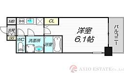 エスリード新北野アーデル 3階1Kの間取り